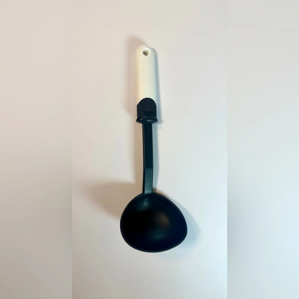 Vintage Ekco Ladle Spoon Stainless Black And White Handle Serving 13” EUC